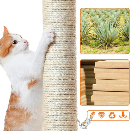 Cat Tree, 34In Cat Tower, Multi-Level Cat Condo with Extra Scratch Boards and Sisal Posts as Kitty Activity Center Pet Stand Tree for Indoor Kittens
