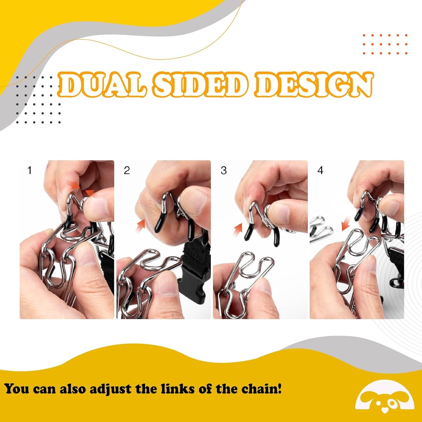 Adjustable Prong Collar for Dogs, No Pull Dog Training Collar with Quick Release Buckle, Prong Collar for Large Dogs with Nylon Cover, Suitable for Small, Medium, Large Dogs