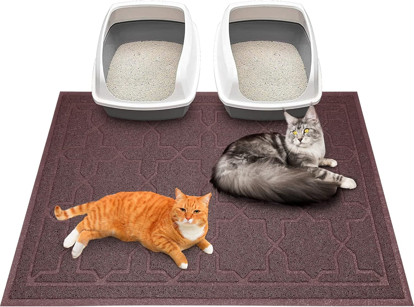 Cat Litter Mat, 35.4"X23.6" Litter Box Mat with Litter Lock Mesh, Soft Cat Litter Mat Litter Trapping Mat, Easy to Clean, Non-Slip, Water Resistant, Litter Free Floors, Dark Grey