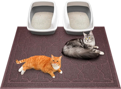 Cat Litter Mat, 35.4"X23.6" Litter Box Mat with Litter Lock Mesh, Soft Cat Litter Mat Litter Trapping Mat, Easy to Clean, Non-Slip, Water Resistant, Litter Free Floors, Dark Grey