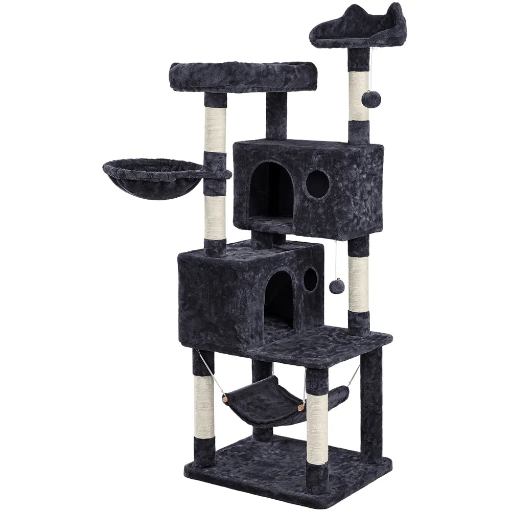 73"H Multi-Level Cat Tree Tower with Condos and Perches, Dark Gray