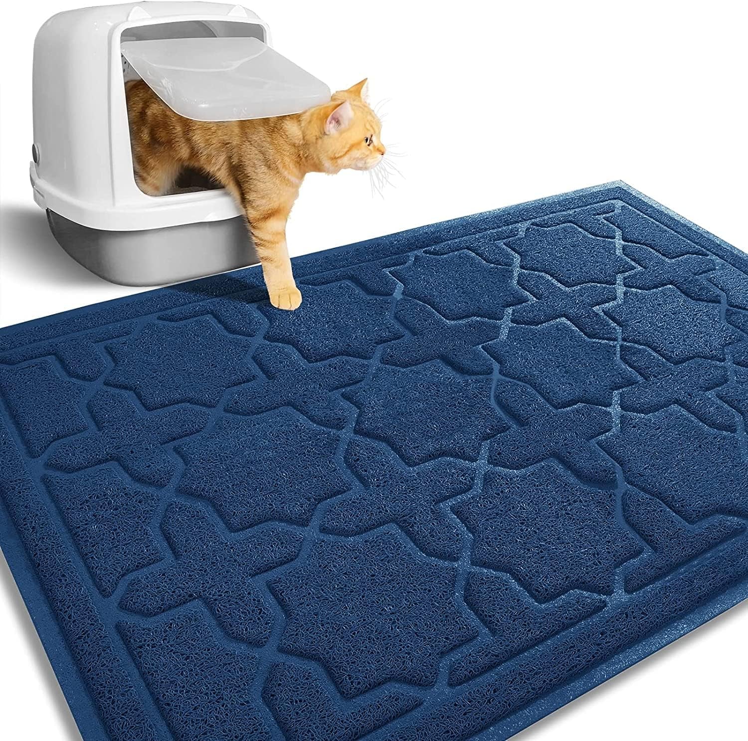 Cat Litter Mat, 35.4"X23.6" Litter Box Mat with Litter Lock Mesh, Soft Cat Litter Mat Litter Trapping Mat, Easy to Clean, Non-Slip, Water Resistant, Litter Free Floors, Dark Grey