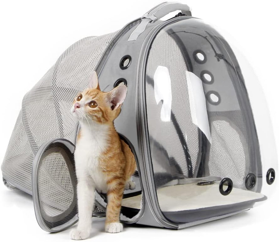 Cat Travel Backpack with Fan, Fit up to 12 Lbs, Space Capsule Astronaut Clear Bubble Window Pet Backpack for Kitten and Small Puppy Green