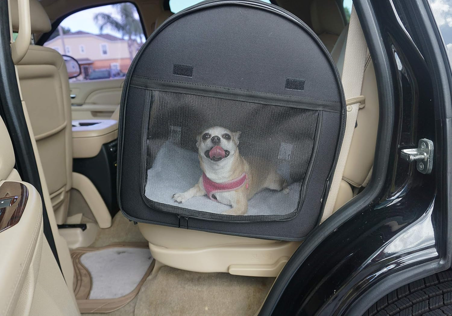 Soft Dog Cat Crate the Portable 2-In-1 Double Travel Kennel Tube Carrier for All Pets Car Seat Ready
