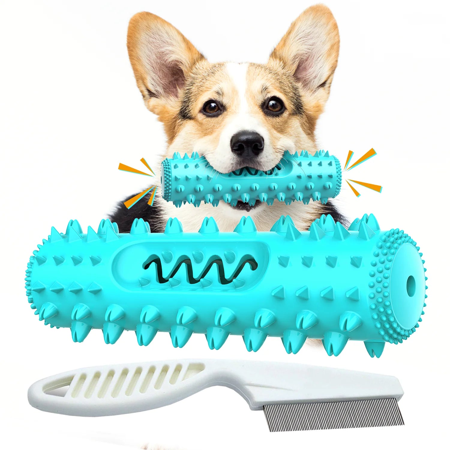 Dog Chew Toys for Aggressive Chewers Small Medium Breed, Indestructible Dog Squeaky Toys, Puppy Chew Toothbrush Toys Dog Teeth Cleaning