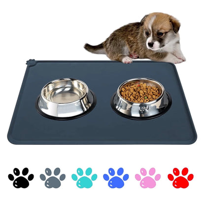 Silicone Waterproof Dog Cat Pet Food Mats Tray -FDA Grade Dog Pet Cat Feeding Mat-Pink