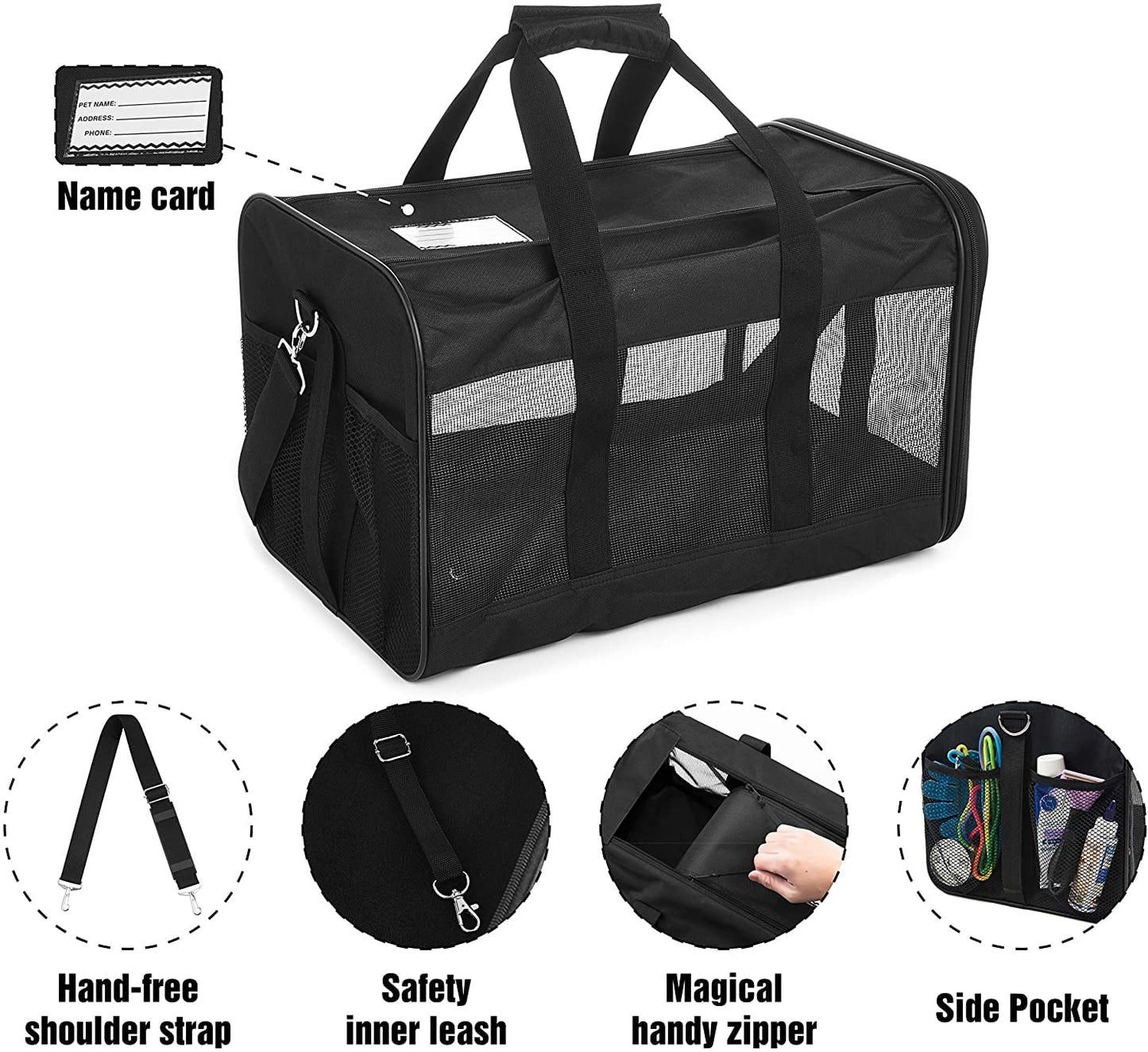 Pet Travel Carrier Soft Sided Portable Bag, Medium