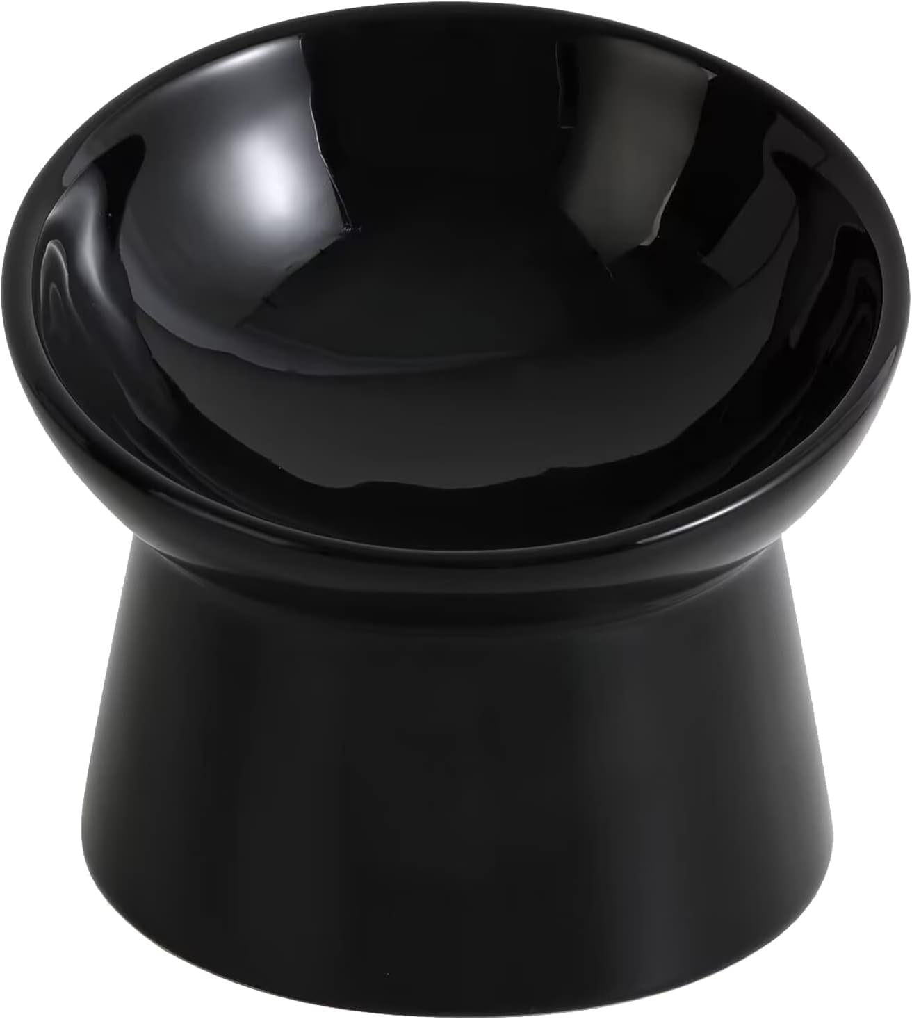 White Small Ceramic Raised Cat Bowls, Tilted Elevated Food or Water Bowls, Stress Free, Backflow Prevention, Dishwasher and Microwave Safe, Lead & Cadmium Free