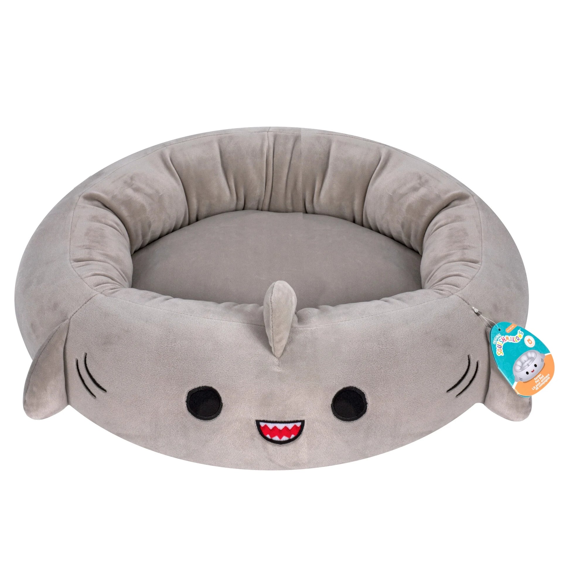 24 Inch Gray Shark Pet Bed - Medium Ultra Soft Plush Pet Bed