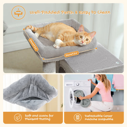 30" Cat Tree Condo with Sisal Scratcing Post Tower Ramp for Indoor Catss, Gray