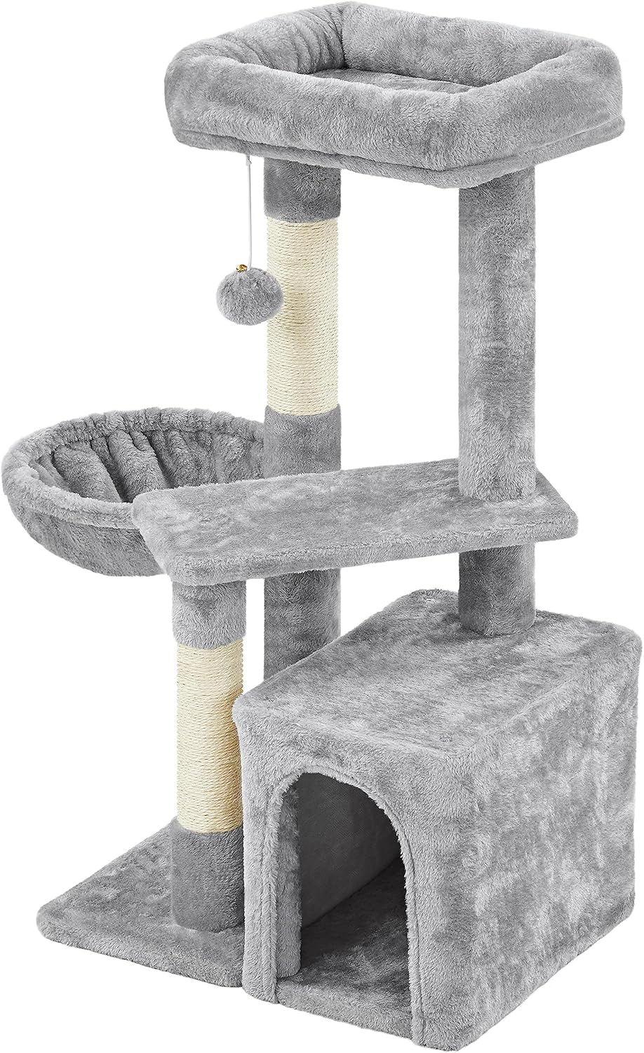 Cat Tree, 34In Cat Tower, Multi-Level Cat Condo with Extra Scratch Boards and Sisal Posts as Kitty Activity Center Pet Stand Tree for Indoor Kittens