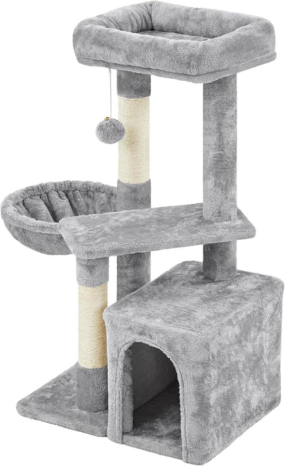 Cat Tree, 34In Cat Tower, Multi-Level Cat Condo with Extra Scratch Boards and Sisal Posts as Kitty Activity Center Pet Stand Tree for Indoor Kittens