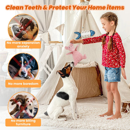 Dog Toys for Small Dogs ,10 Pack Puppy Chew Toys for Teething and Training with Plush Squeaky Toys, Treat Ball and Rope Toys to Keep Them Busy,Pink Pig