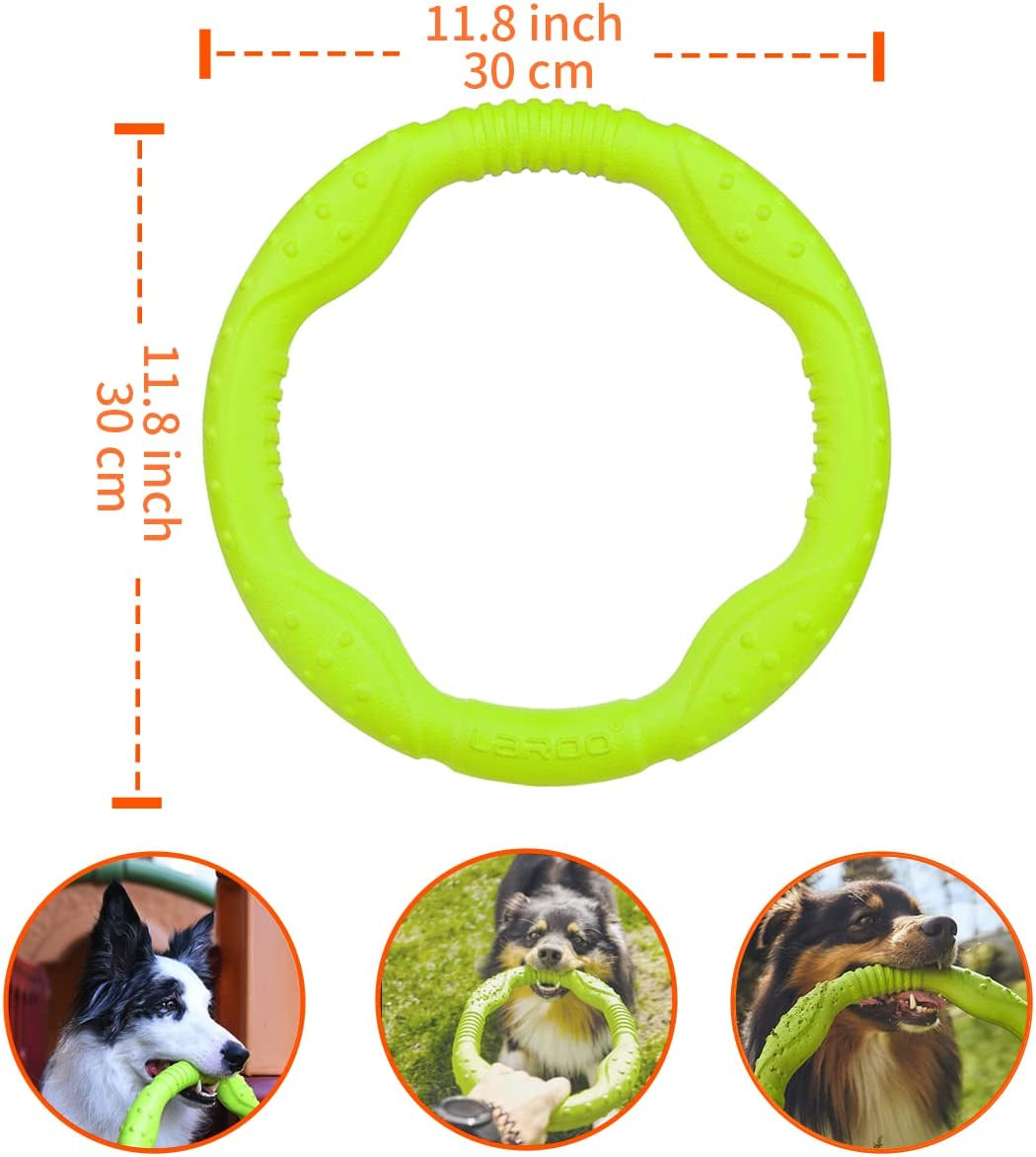 Dog Ring Toy - Durable Flying Ring for Fetch, Water Play & Training | Tough Chew-Proof Design for Aggressive Chewer Breeds, Easy-Throw Lightweight Frisbee for Medium/Large Dogs(Green/30Cm)