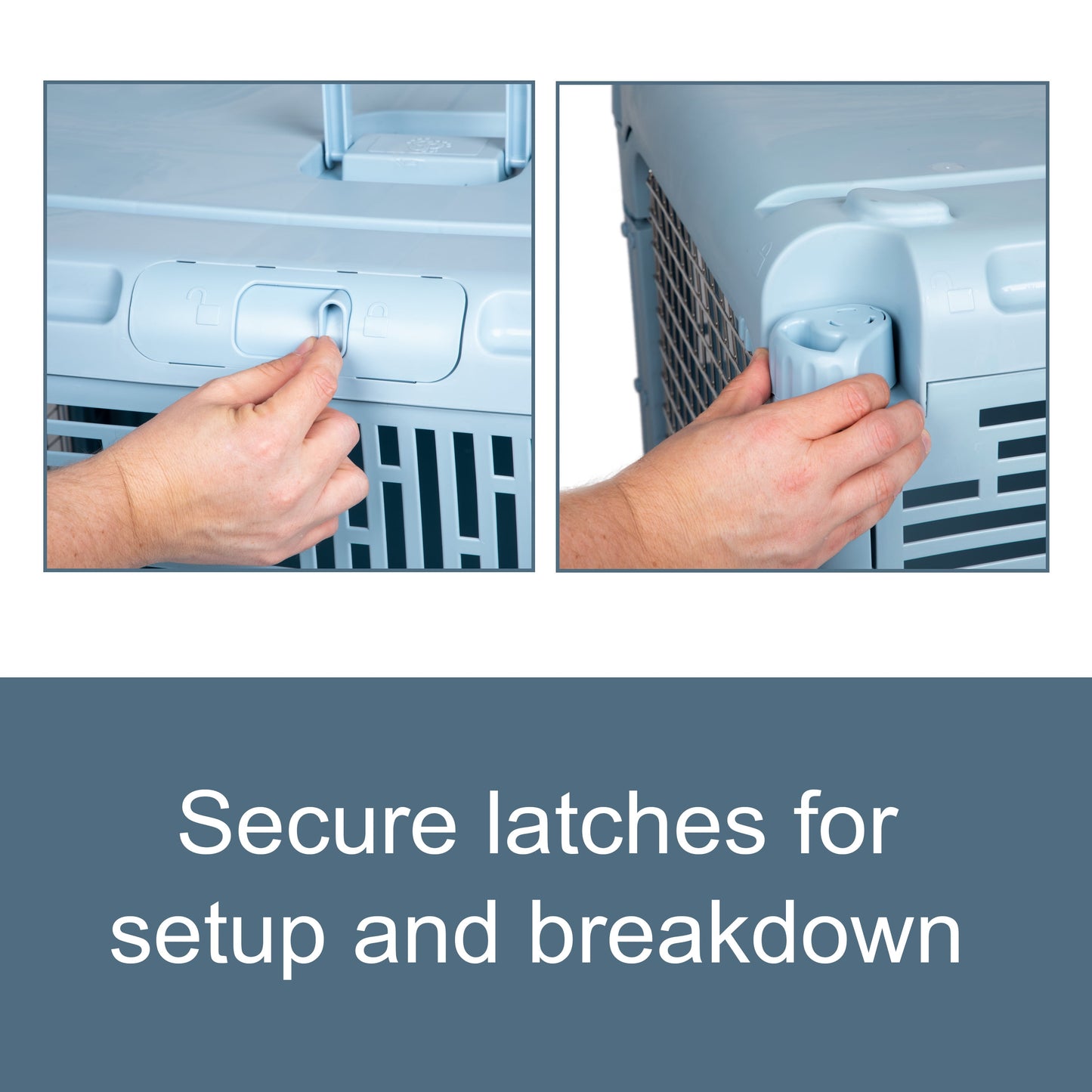 , Dog Kennels, 30" Collapsible Plastic Pet Kennel/Crate, Blue, Medium