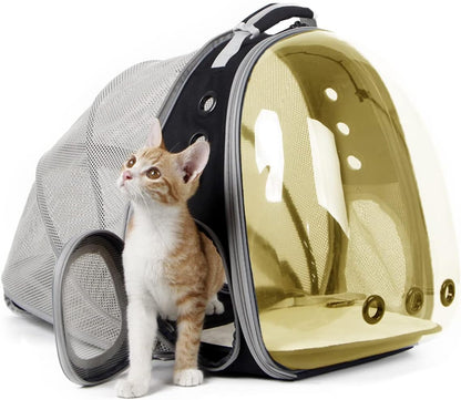 Cat Travel Backpack with Fan, Fit up to 12 Lbs, Space Capsule Astronaut Clear Bubble Window Pet Backpack for Kitten and Small Puppy Green