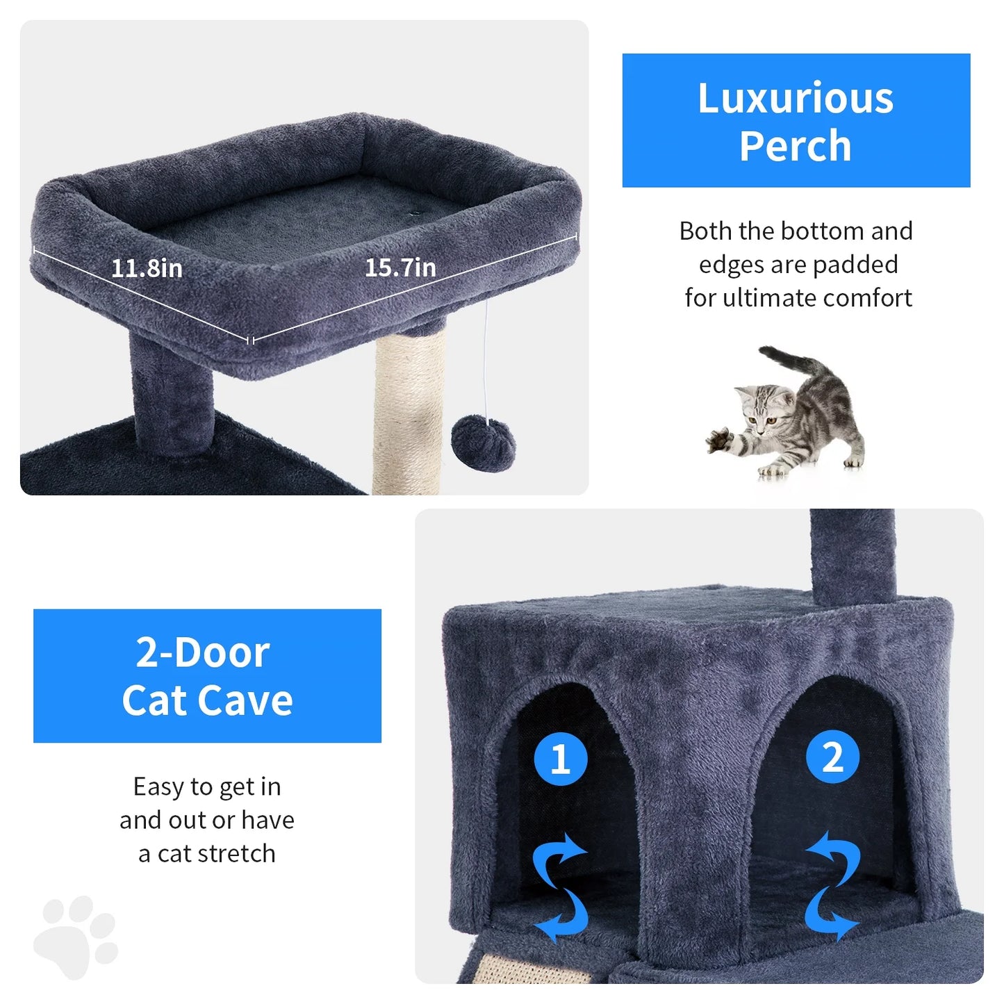 36 Inches Cat Tree for Indoor,Dark Gray.