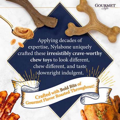 Gourmet Style Nylon Strong Wishbone Dog Chew Toy Peanut Butter Large/Giant - up to 50 Lbs.