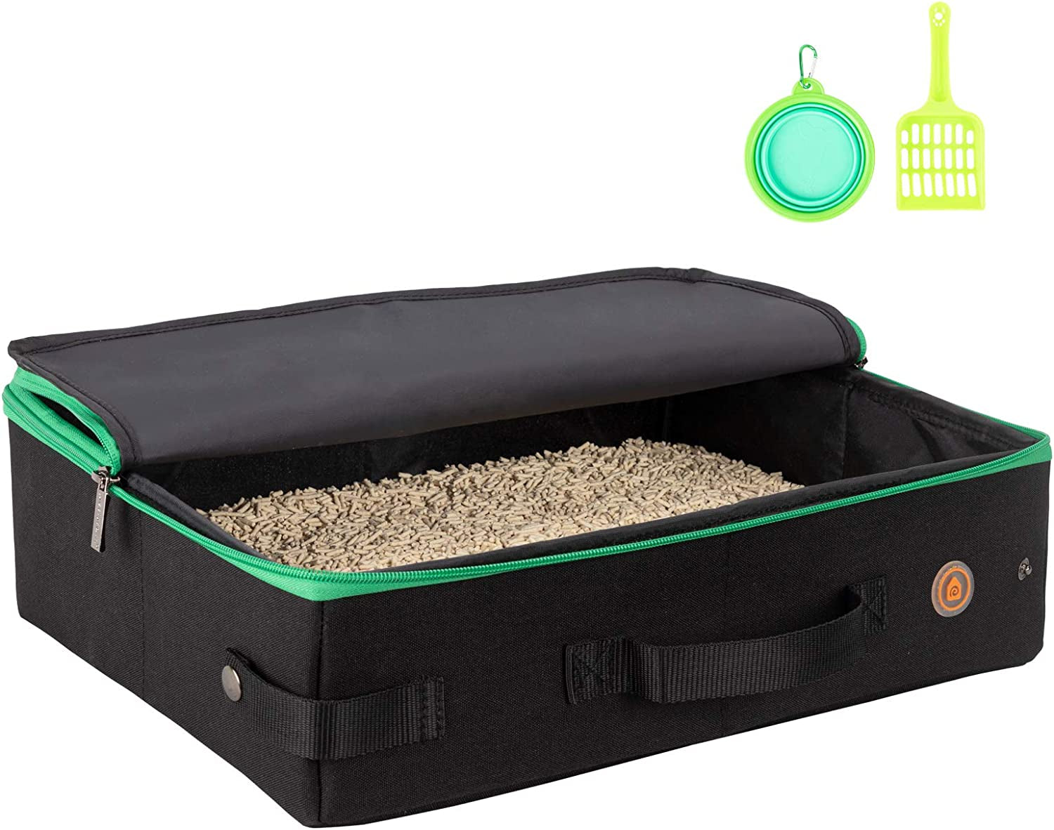 Portable Travel Litter Box for Cats with Lid to Contain Litter and Odor. Easy to Carry, Clean and Store. Easy for Car Travel, Hotle Stays, Flying with Cats