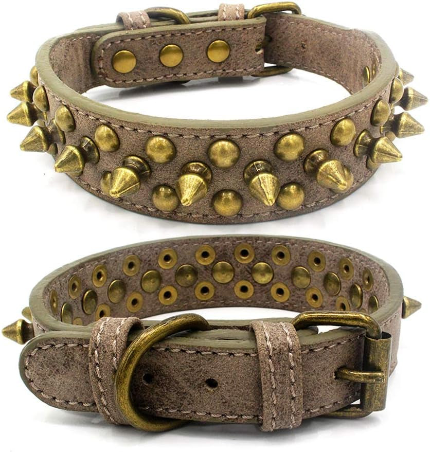 Mushrooms Spiked Rivet Studded Adjustable Pu Leather Pet Collars for Cats Puppy Dogs