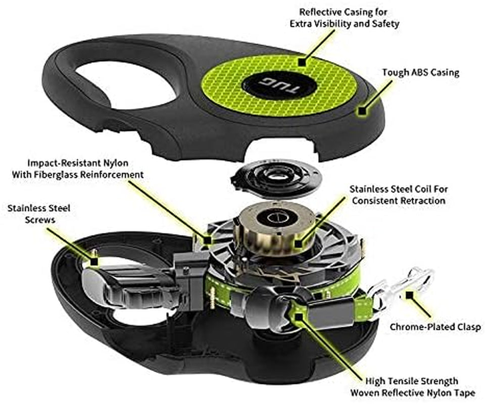 Tiny 360° Tangle-Free Reflective Retractable Dog Leash | Cat Leash | 10 Ft Strong Nylon Tape (Tiny)