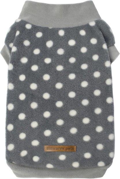 Fleece Polka Dot Dog Sweater, Cozy Dog Winter Clothes for Small Dogs Boy Girl, Dog Cold Weather Fleece Sweater, Doggy Pullover Jacket, Pet Outfit, Light Grey, Dark Grey, White, XXL