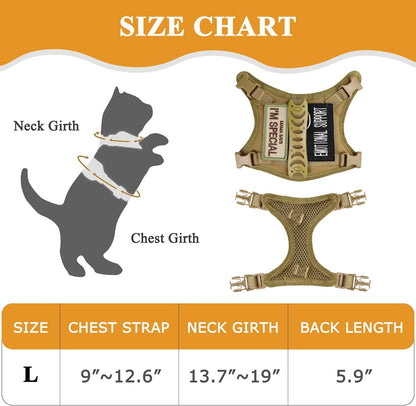 Tactical Cat Vest Adjustable Kitten Harness No Pull Puppy Vest for Walking Outdoor Training with Soft Easy Control Handle Xs XXS