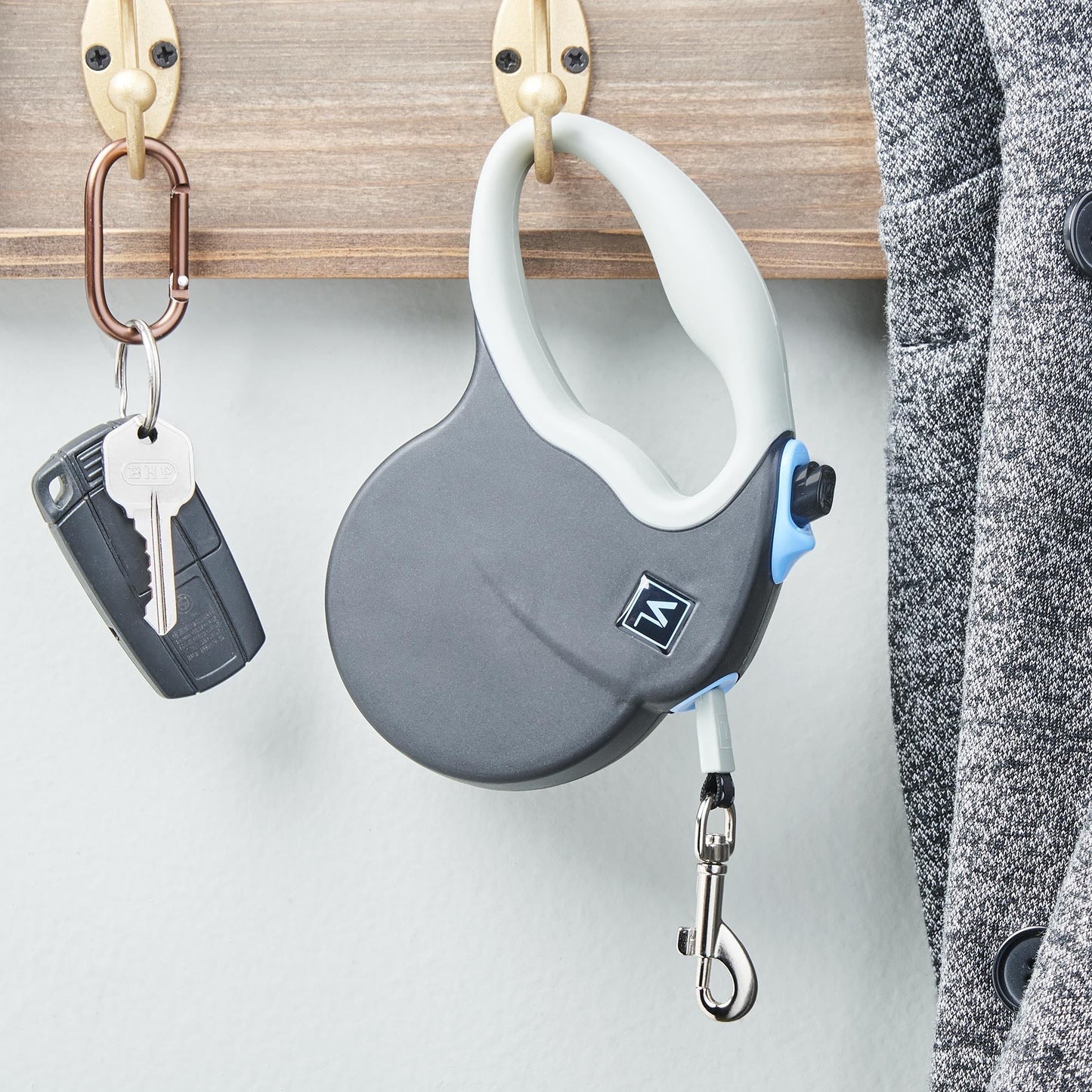 13' Heavy Duty Nylon Reflective Retractable Dog Leash, Black, XS/S - for Dogs up to 26LB