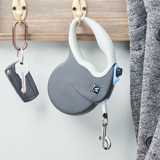 13' Heavy Duty Nylon Reflective Retractable Dog Leash, Black, XS/S - for Dogs up to 26LB