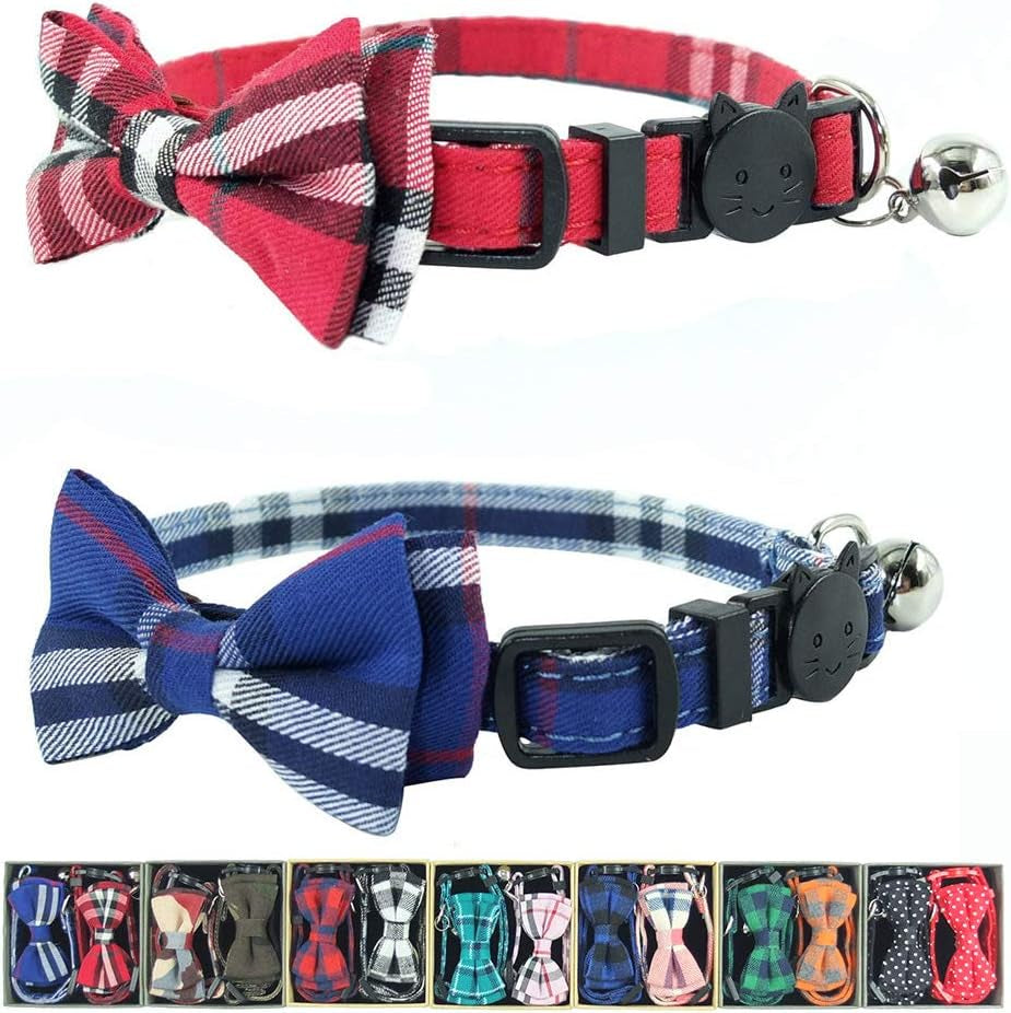 Cat Collar Bowtie with Bell, Quick Release Buckle Safety and Durable Kitties Kittens Cats Breakaway Collar(6.8-10.8In) (Camouflage 2)