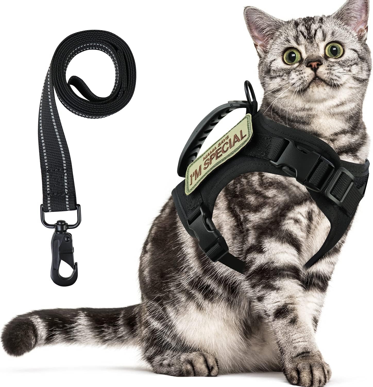 Tactical Cat Vest Adjustable Kitten Harness No Pull Puppy Vest for Walking Outdoor Training with Soft Easy Control Handle Xs XXS