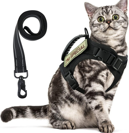 Tactical Cat Vest Adjustable Kitten Harness No Pull Puppy Vest for Walking Outdoor Training with Soft Easy Control Handle Xs XXS