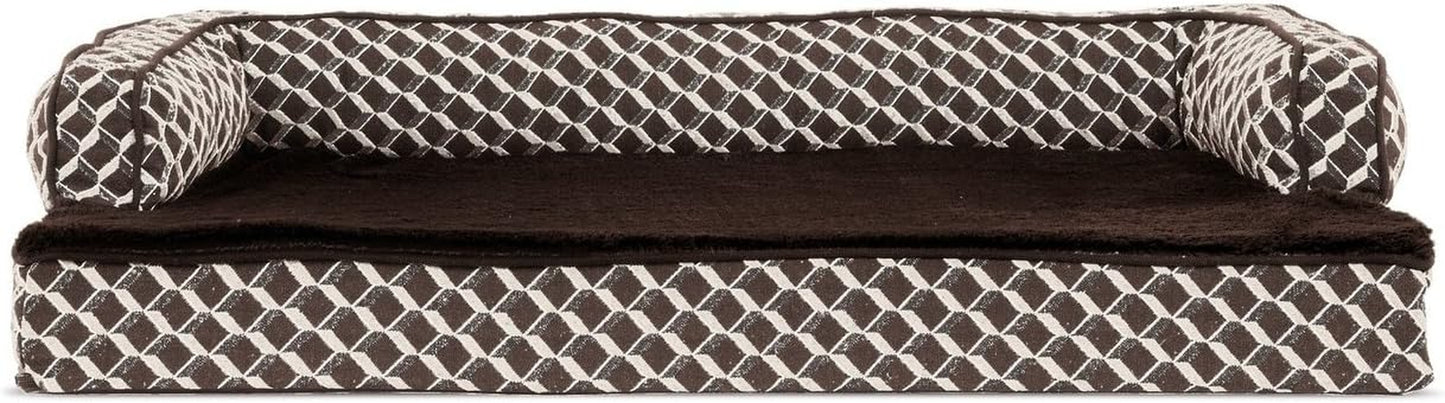 Memory Foam Dog Bed for Large Dogs W/ Removable Bolsters & Washable Cover, for Dogs up to 95 Lbs - Plush & Woven Decor Comfy Couch Sofa - Diamond Gray, Jumbo/Xl