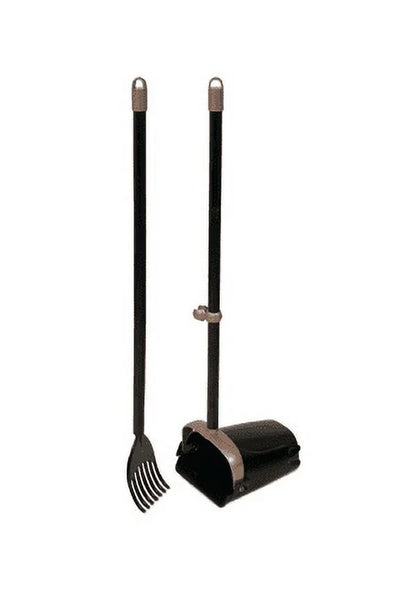 Pooper Scooper Swivel Bin and Rake Dog Poop Scooper with 2 Odor Eliminating Bags, Black
