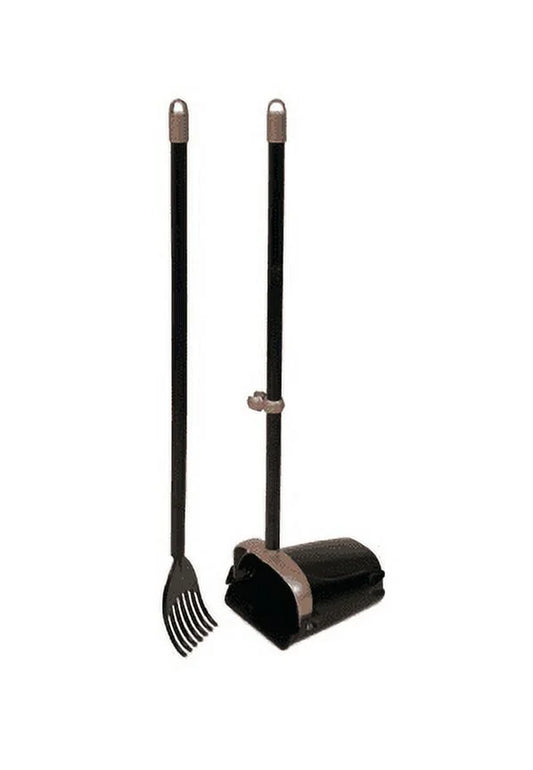 Pooper Scooper Swivel Bin and Rake Dog Poop Scooper with 2 Odor Eliminating Bags, Black