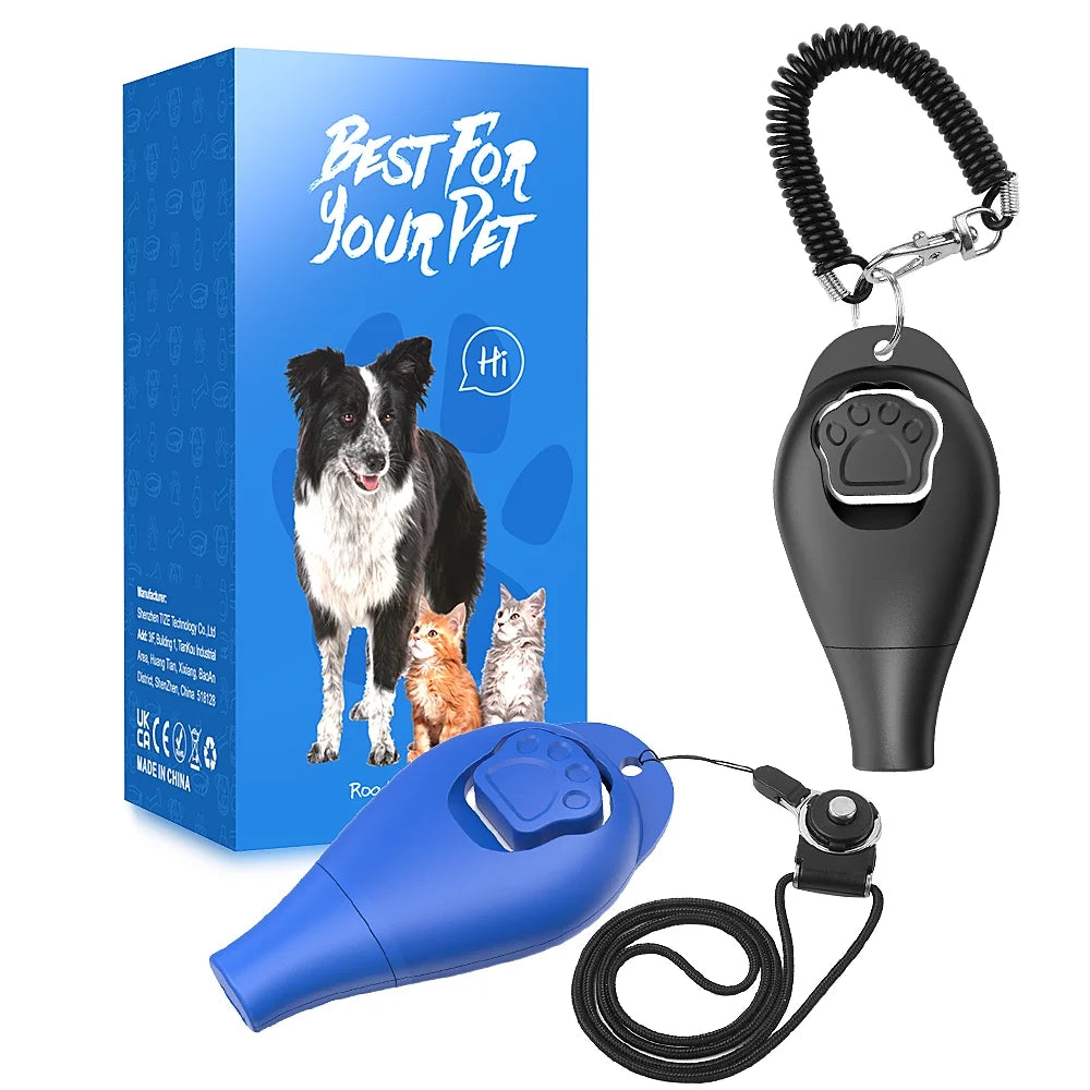 Dog Clickers for Training and Whistle 2 in 1 with Wrist Strap - Dog Training Clickers Puppy Training Clicker for Cats Birds Horses 2Pcs