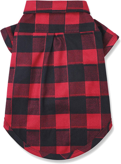 Dog Shirt Plaid Puppy Clothes for Small Medium Large Dogs Cats Boy Girl Kitten Soft Pet T-Shirt Breathable Tee Outfit Adorable Grid Apparel Halloween Thanksgiving [Red#1; S]