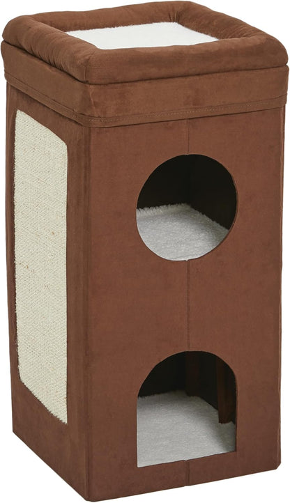 Cat Cube - Cat House/Cat Condo in Fashionable Mushroom Diamond Print, 15.5L X 15.5W X 16.5H Inches