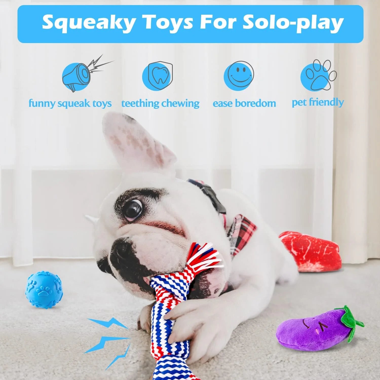 Puppy Toys for Teething Small Dogs, Dog Toys for Small Dogs, Puppy Teething Chew Toys, Small Dog Toys Pack with Stuffed Squeaky Toys, Dog Ball, Ring Toy, Rope Toy, Dog