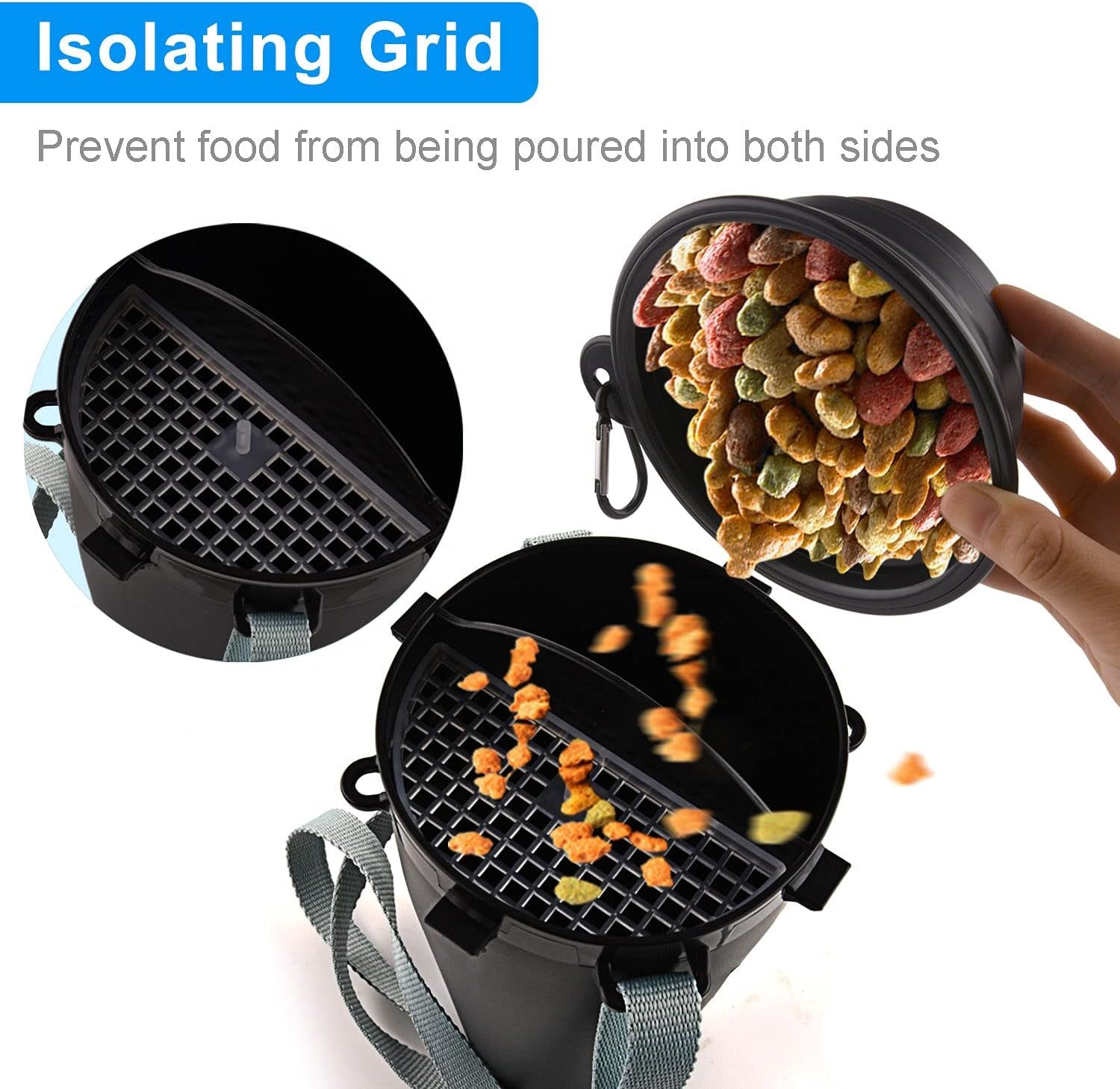 Dog Travel Water Bottle Collapsible Bowls, 2 in 1 Pet Food Container with Collapse Bowls, Outdoor Portable Water Bowls for Walking, Traveling, Camping and Hiking (Black)