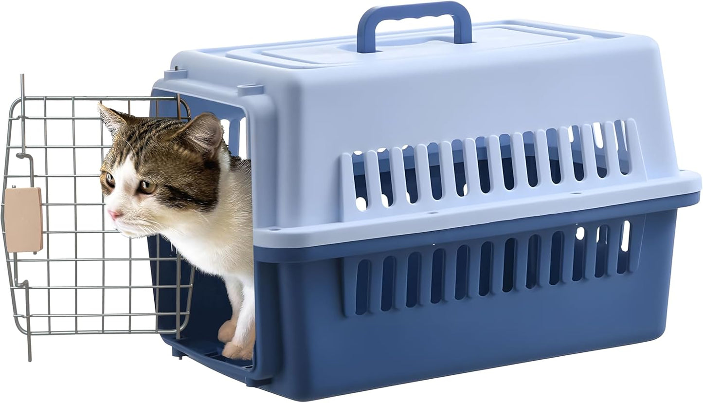 -Pets Spree Travel Pet Carrier Dog/Cat Hard-Sided Carriers for Pets up to 14 Pounds Small Animal Carrier Airline/Road Travel Approved Stout (Blue)