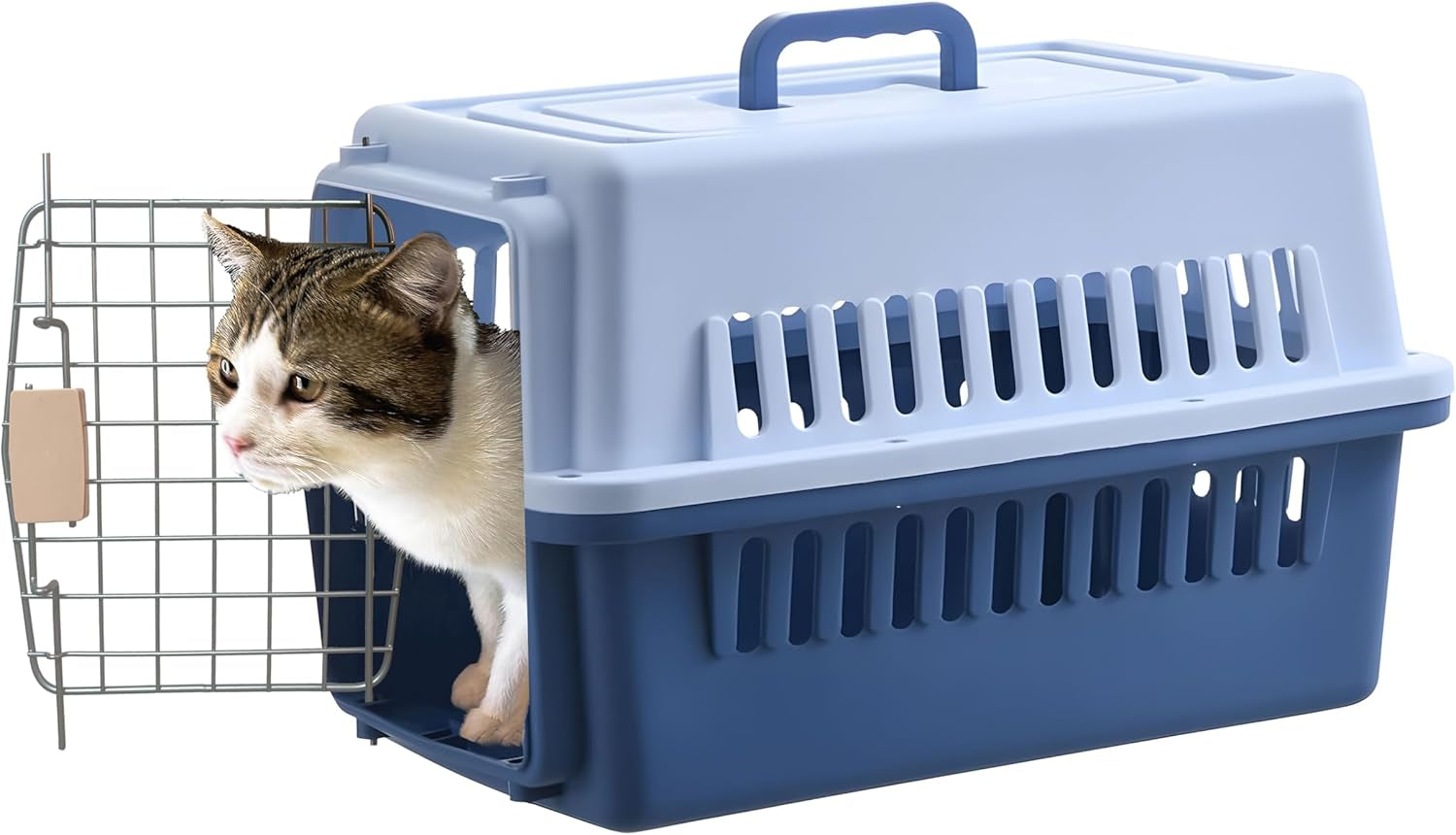 -Pets Spree Travel Pet Carrier Dog/Cat Hard-Sided Carriers for Pets up to 14 Pounds Small Animal Carrier Airline/Road Travel Approved Stout (Blue)