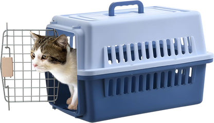 -Pets Spree Travel Pet Carrier Dog/Cat Hard-Sided Carriers for Pets up to 14 Pounds Small Animal Carrier Airline/Road Travel Approved Stout (Blue)