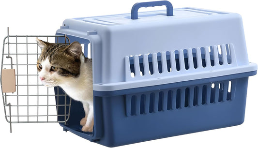 -Pets Spree Travel Pet Carrier Dog/Cat Hard-Sided Carriers for Pets up to 14 Pounds Small Animal Carrier Airline/Road Travel Approved Stout (Blue)
