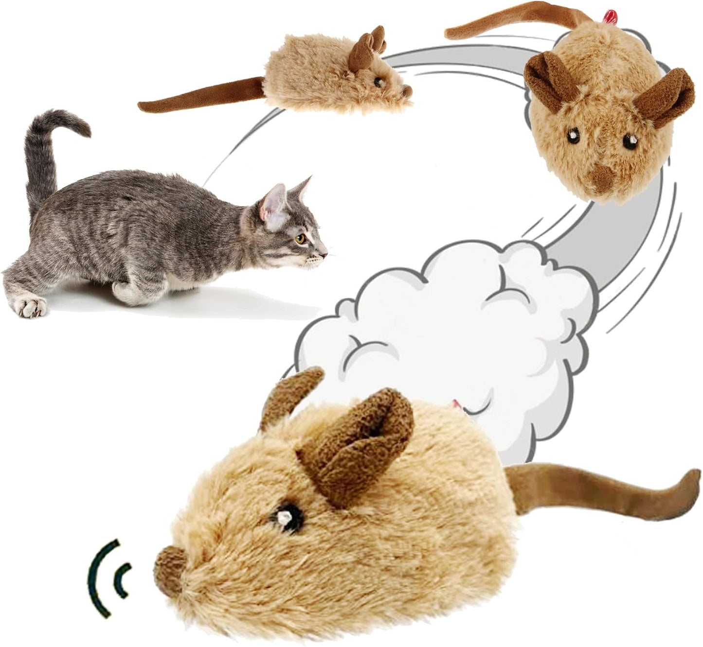 USB Rechargeable Cat Toys Flapping & Chirping Mouse Kitty Toys with Catnip, Door Hanging Interactive Squeaky Flying Squirrel Cat Toys Touch Activated Beating Wings Kitty Kicker Toys for Cats