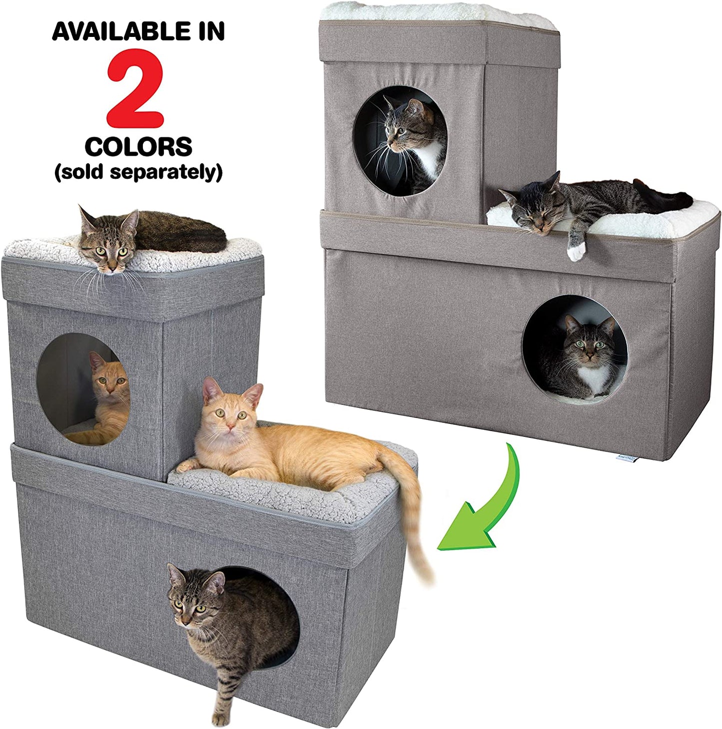 Large Stackable Grey Condo, Cat Cube, Cat House, Pop up Bed, Cat Ottoman, Mansion