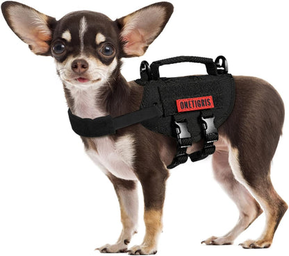 Tactical Dog Harness, Milltary Dog Vest with Durable Vertical Handle for XXS Puppy Dog