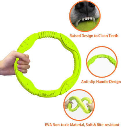 Dog Ring Toy - Durable Flying Ring for Fetch, Water Play & Training | Tough Chew-Proof Design for Aggressive Chewer Breeds, Easy-Throw Lightweight Frisbee for Medium/Large Dogs(Green/30Cm)