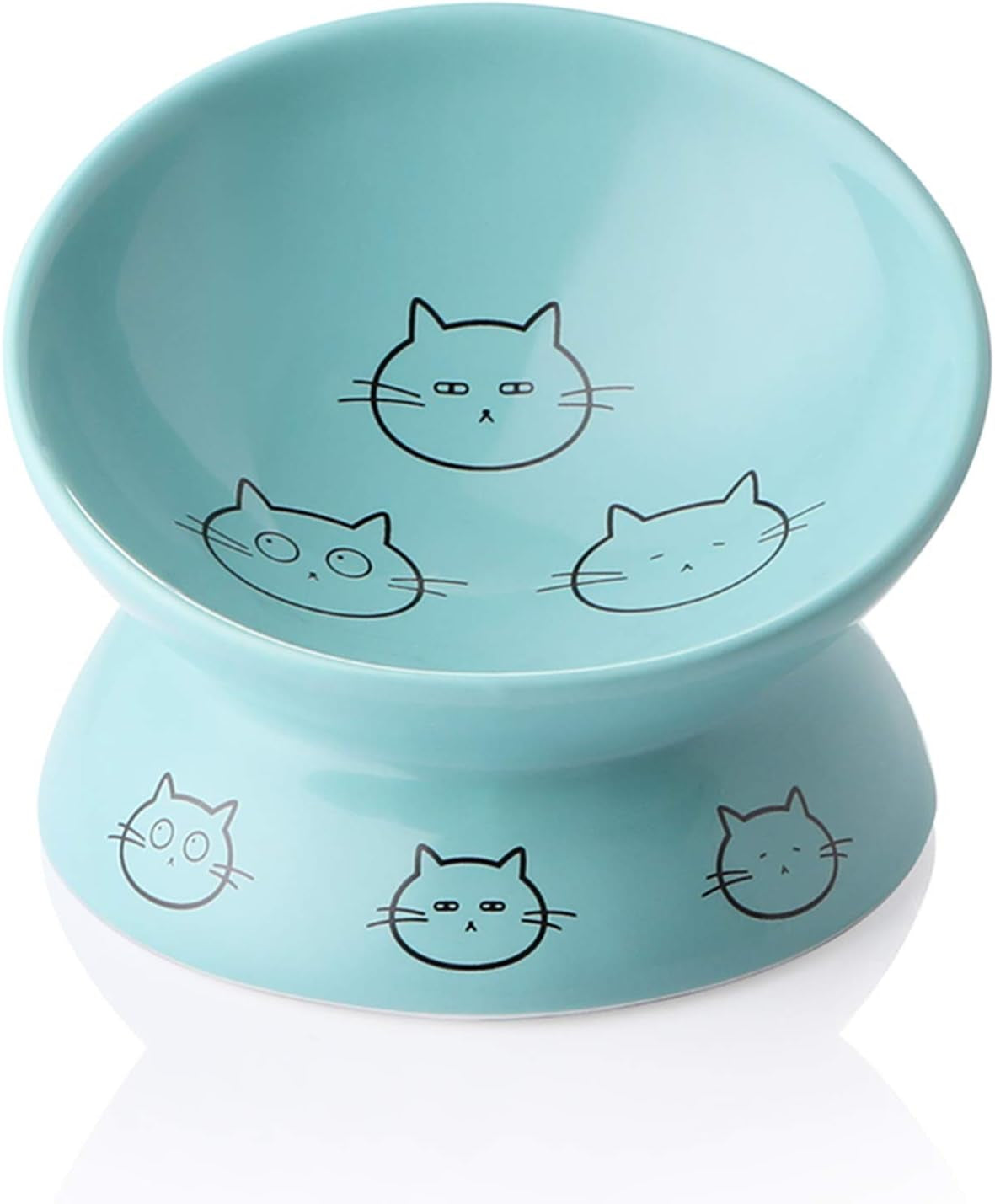 Ceramic Raised Cat Bowls, Slanted Cat Dish Food or Water Bowls, Elevated Porcelain Pet Feeder Bowl Protect Cat'S Spine, Stress Free, Backflow Prevention(Pink)
