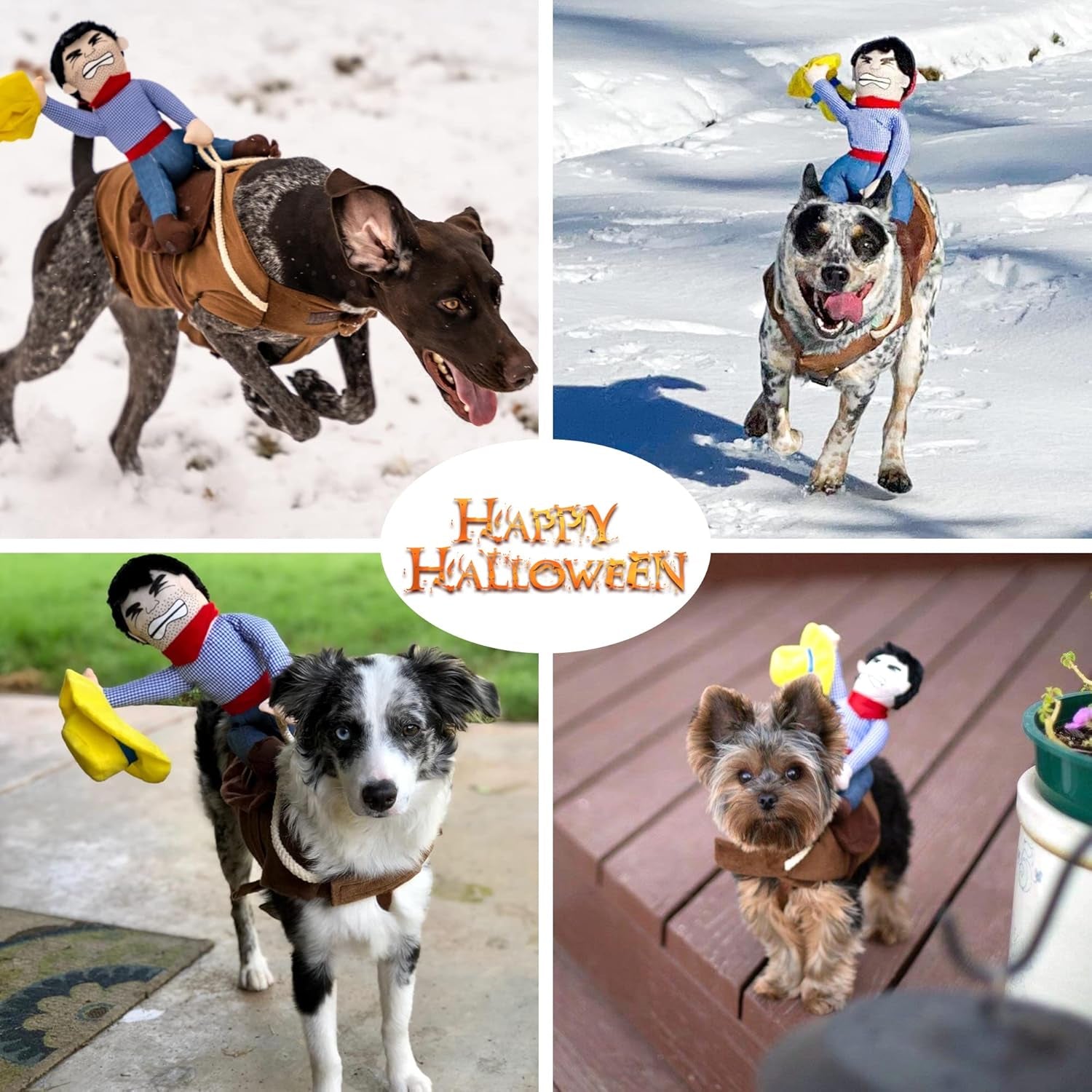 Dog Halloween Costume Funny Dog Cowboy Riding Costume Pet Costume Cat Suit Cowboy Rider Style for Small Medium Large Dogs (Cowboy, Medium)